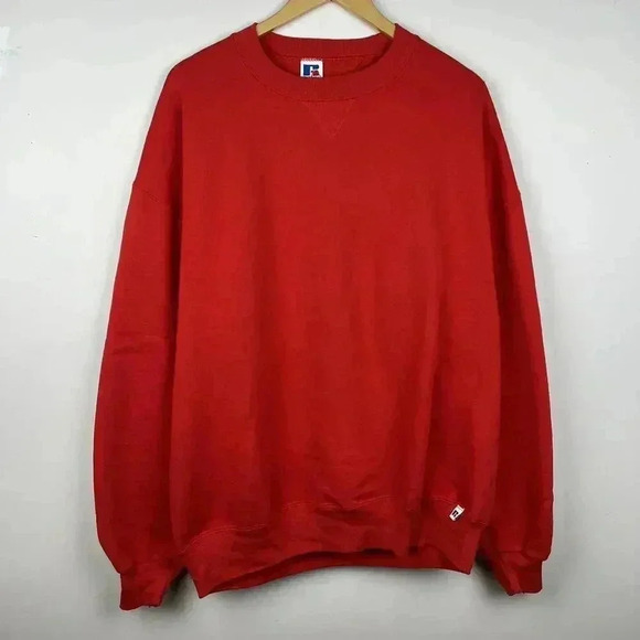 Vintage Red Russell blank Crewneck Sweatshirt Size 2XL Made in USA - Picture 1 of 4